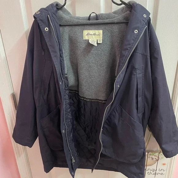 Vintage Eddie Bauer Goose Down Parka Navy Blue Size Small - Picture 2 of 4